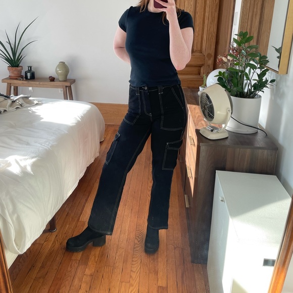 High Waisted Black Cargo Pants - Picture 5 of 6